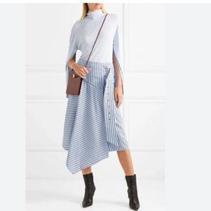 Tibi Blue Striped Midi Skirt